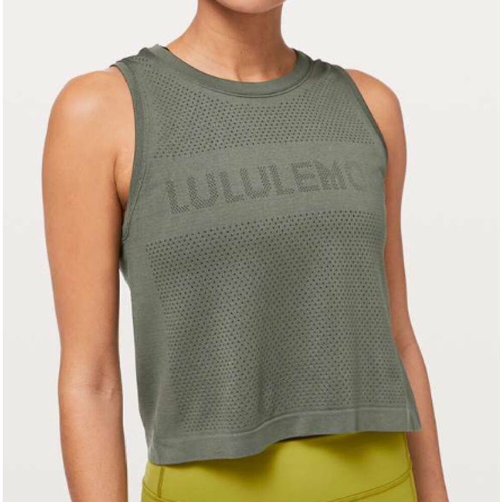 6629 Breeze By Muscle Crop Tank *lululemon Grey Sage Sz 6